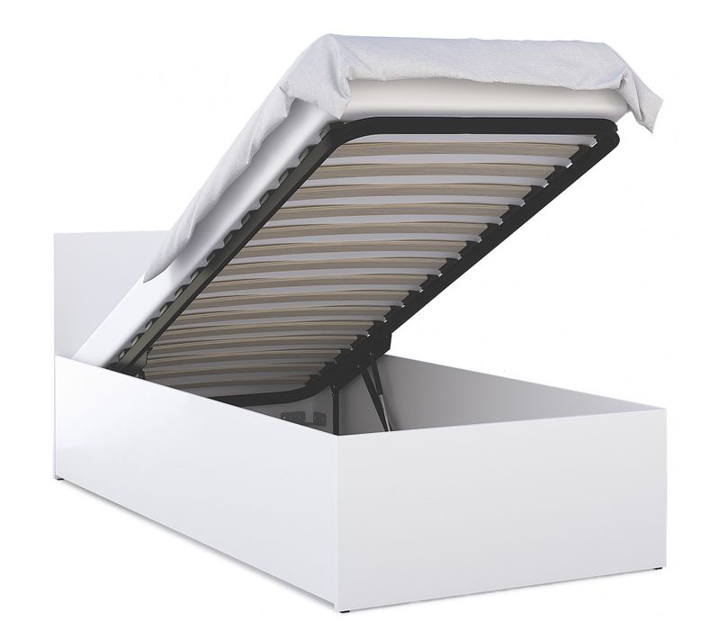 Lit Coffre 90 X 190 Cm Panama - Coffre De 470 Litres - Sommier Inclus - Blanc