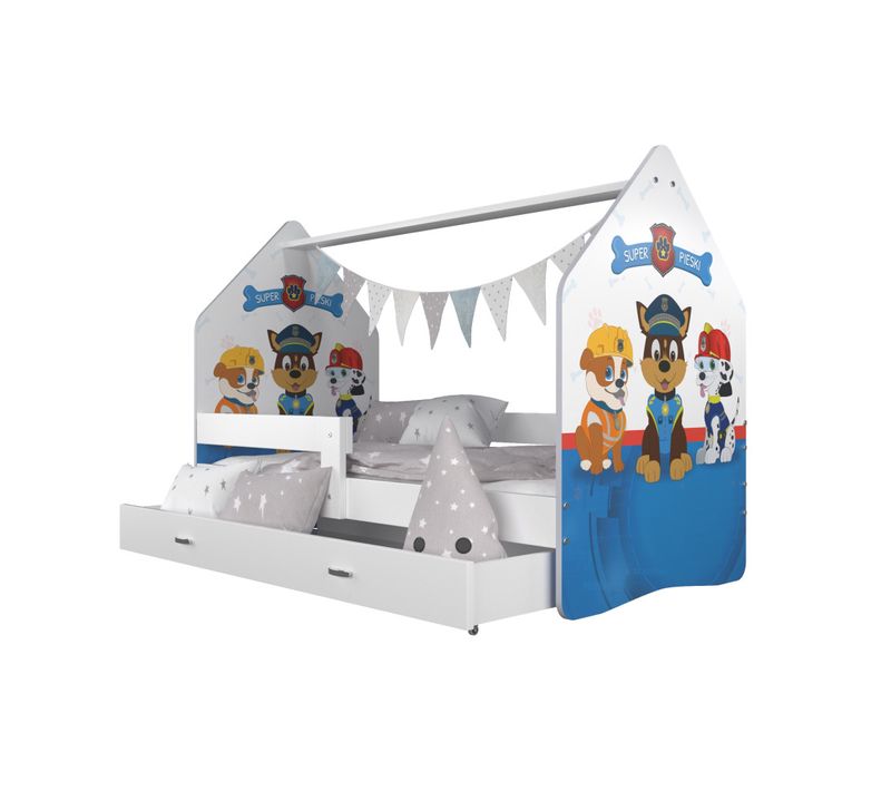 Lit Cabane Daily 80x160 Blanc - Pat Patrouille Livré Avec Le Sommiers Et Tiroir.