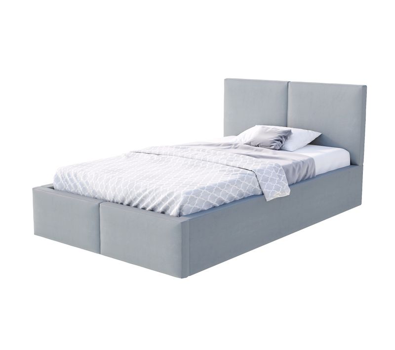 Lit Coffre Tesia 120x200  - Sommier Inclus Gris Clair