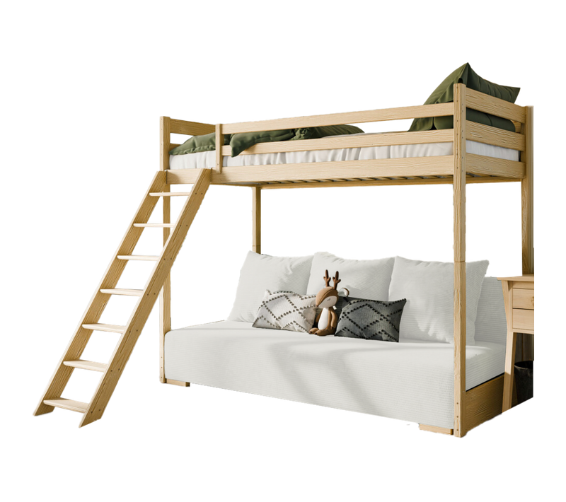 Lit Mezzanine Et Canape Safino 90 X 200 / 140 X 200 Pin - Blanc