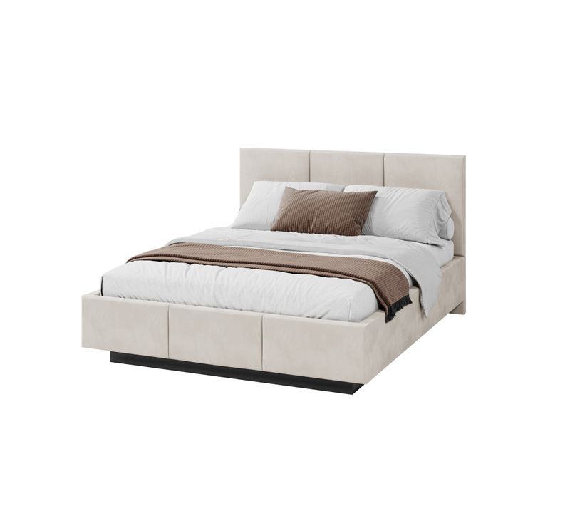 Lit Coffre Raveiro 140 X 200 Cm Avec Sommier à Lattes Relevable Crème