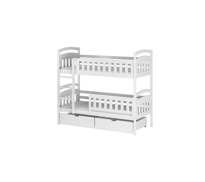 Lit Superposé Pila 90x200 Blanc - Blanc Livré Avec Le Sommiers Et Tiroir.