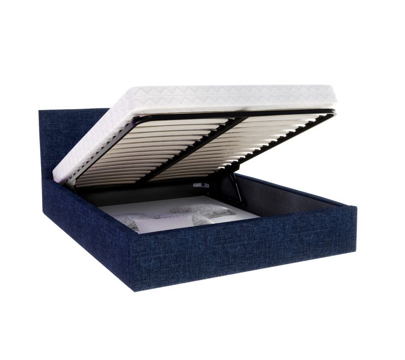 Lit Coffre Tulsa 120x200 Cm - Sommier Inclus Bleu Marine