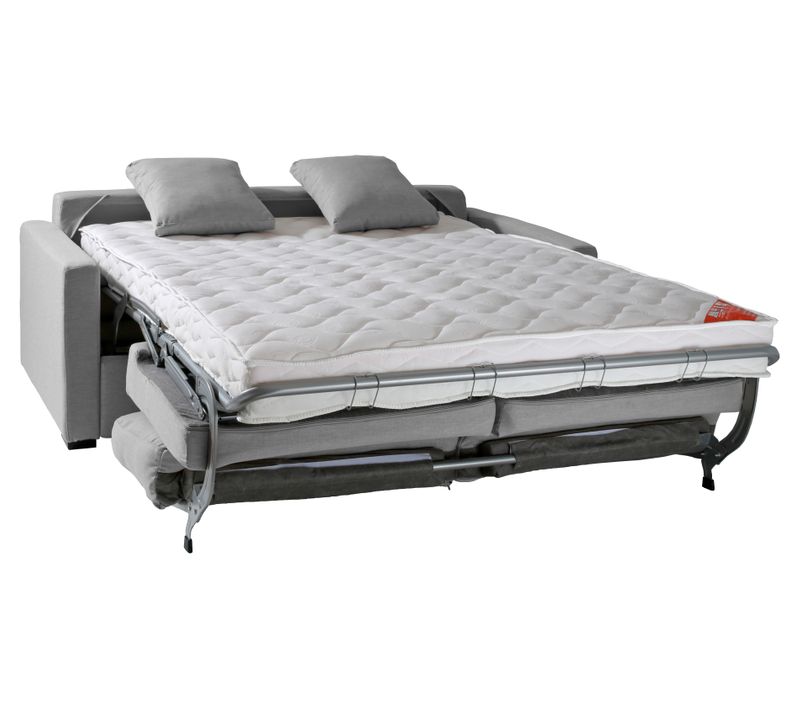 Convertible 14 Cm Hr 35kg/m³ Canapé 3 Pl Lys 185 Cm Tissu Silver - Fab. France