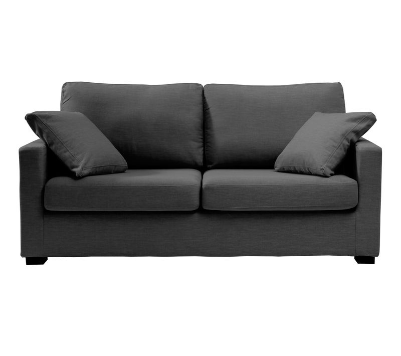 Convertible 14 Cm Hr 35kg/m³ Canapé 3 Pl Lys 185 Cm Tissu Anthracite - Fab. France