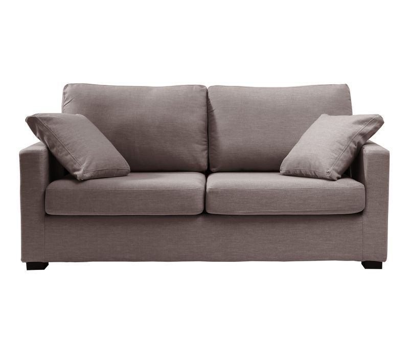 Convertible 14 Cm Hr 35kg/m³ Canapé 3 Pl Lys 185 Cm Tissu Taupe - Fab. France