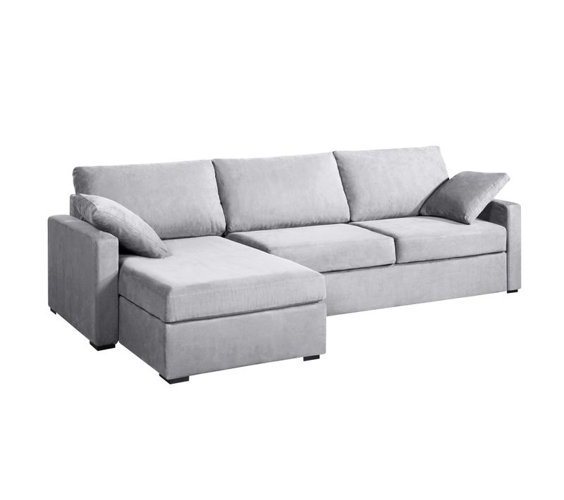 Canapé D'angle Convertible 14 Cm Lys 260x160 Cm Gris Clair - Fab. En France