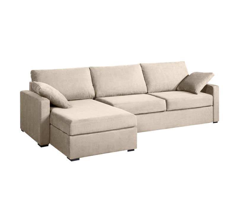 Canapé D'angle Convertible 14 Cm Lys 260x160 Cm Beige - Fab. En France