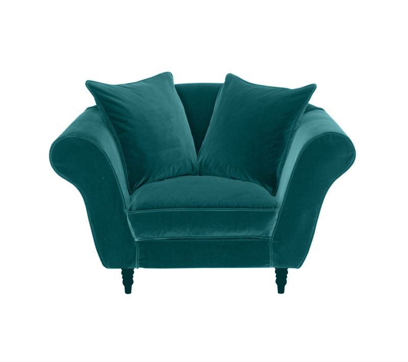 Fauteuil XL Alba 130 Cm Velours Eucalyptus - 100% Déhoussable - Fab. France