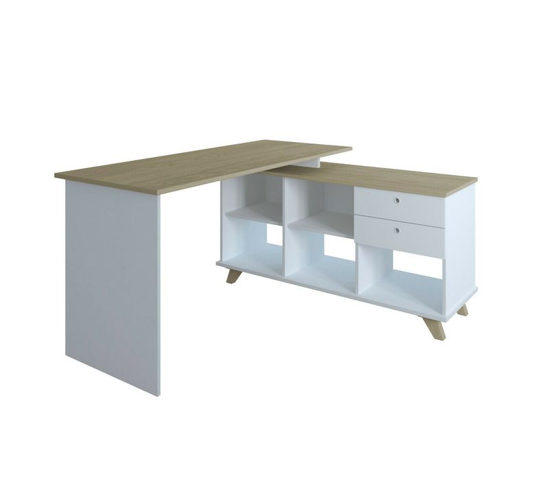 Bureau D'angle Marcus Blanc Et Bois