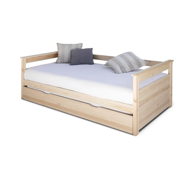 Lit Banquette Gigogne Izao   Bois Naturel 80x200 Cm