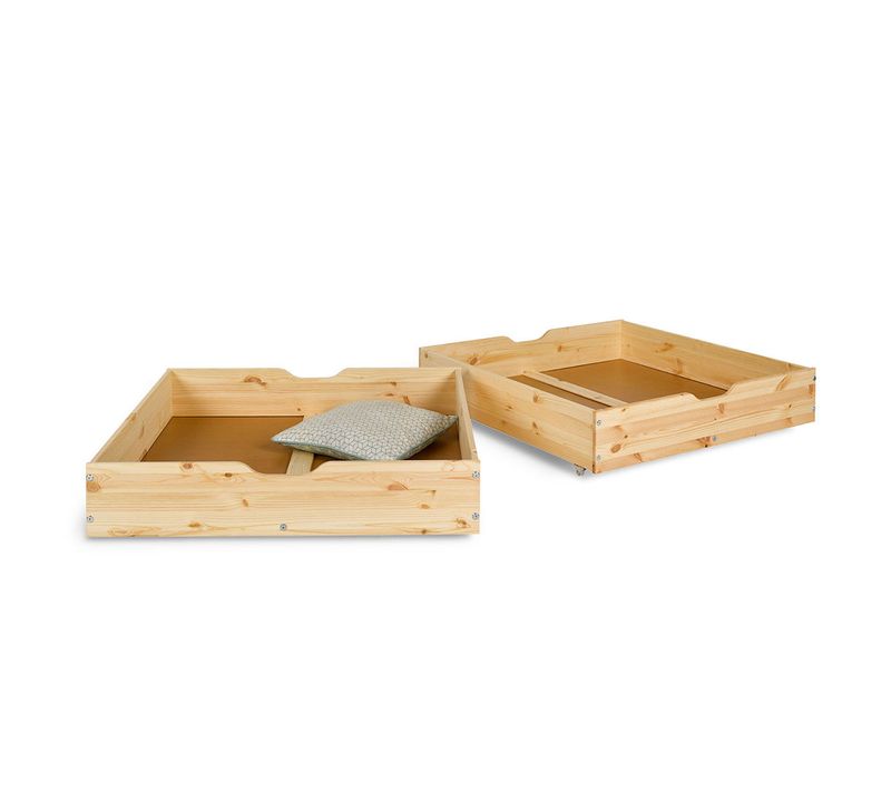 Lot De 2 Tiroirs Pour Lit Superposé Aaron   Bois Naturel 80x190 Cm