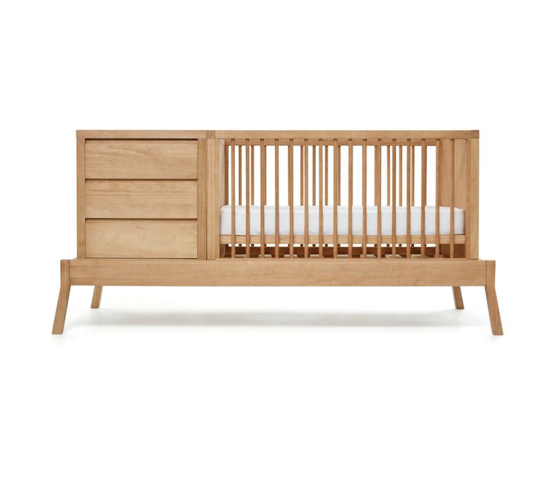 Pack Lit Bébé Combiné Avec Matelas Sya   Bois 70x120 Cm