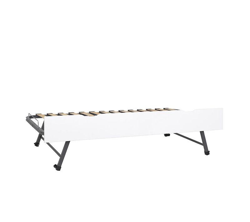 Sommier Gigogne Avec Façade 2 Mains Makuria   Blanc 70x190 Cm