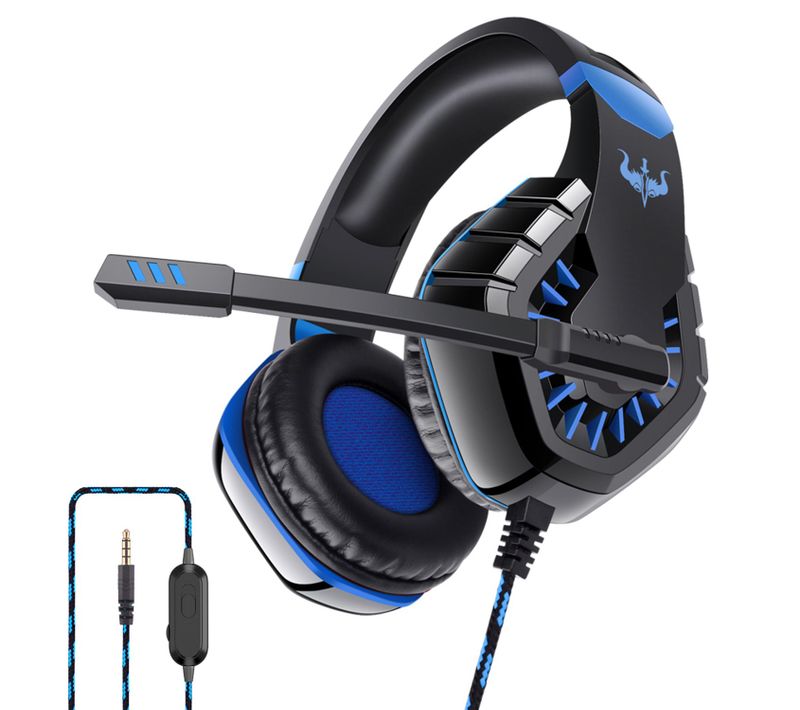 Casque Gamer Ov-p40 Noir Et Bleu Avec Micro - Haut-parleur 50mm - Contrôle Du Volume Sur Le Fil