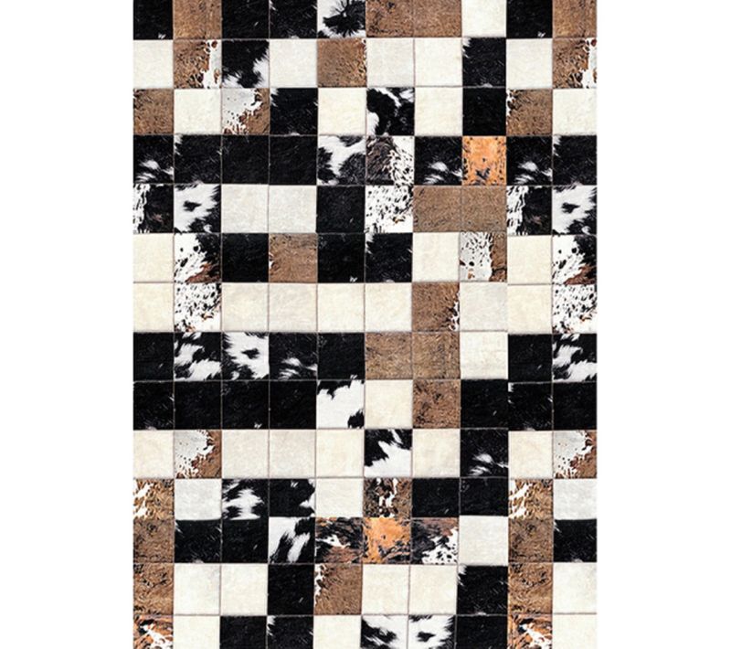 Petit Tapis Patchwork Cube Marron - 50x80cm