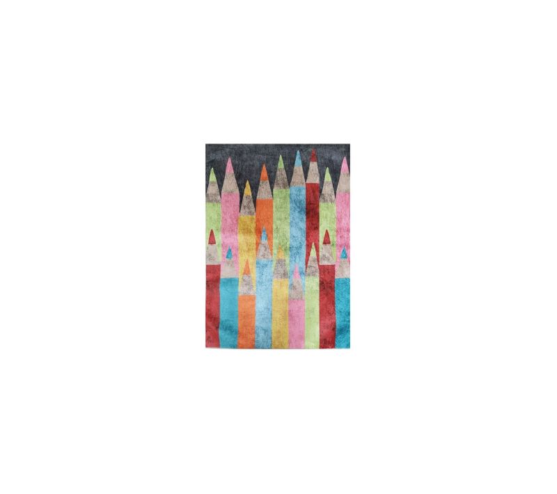 Tapis Enfant Coloré Crayons Multicolore - 80x150cm
