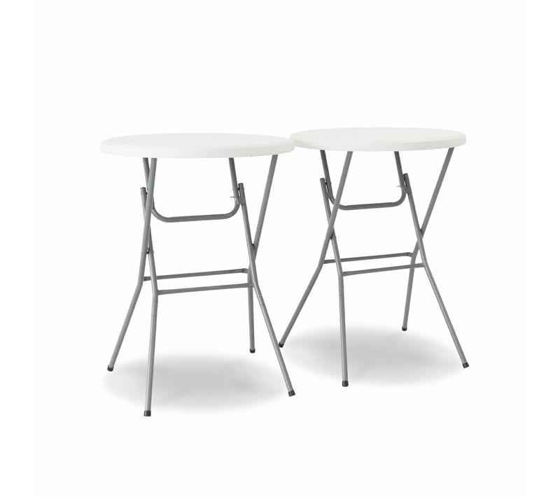 Lot De 2 Tables Hautes De Réception – Gala – Mange Debout. Pliables. D.80cm X 110cm