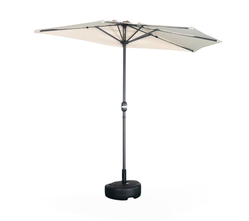 Parasol De Balcon D.250cm  – Calvi – Demi-parasol Droit. Mât Central En Aluminium Avec Manivelle