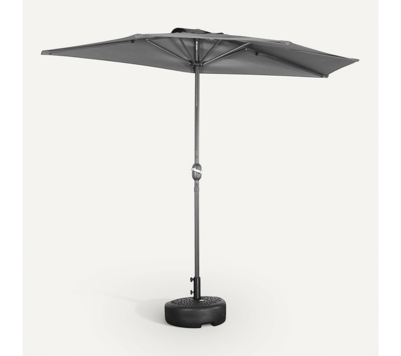 Parasol De Balcon D.250cm  – Calvi – Demi-parasol Droit. Mât Central En Aluminium Avec Manivelle