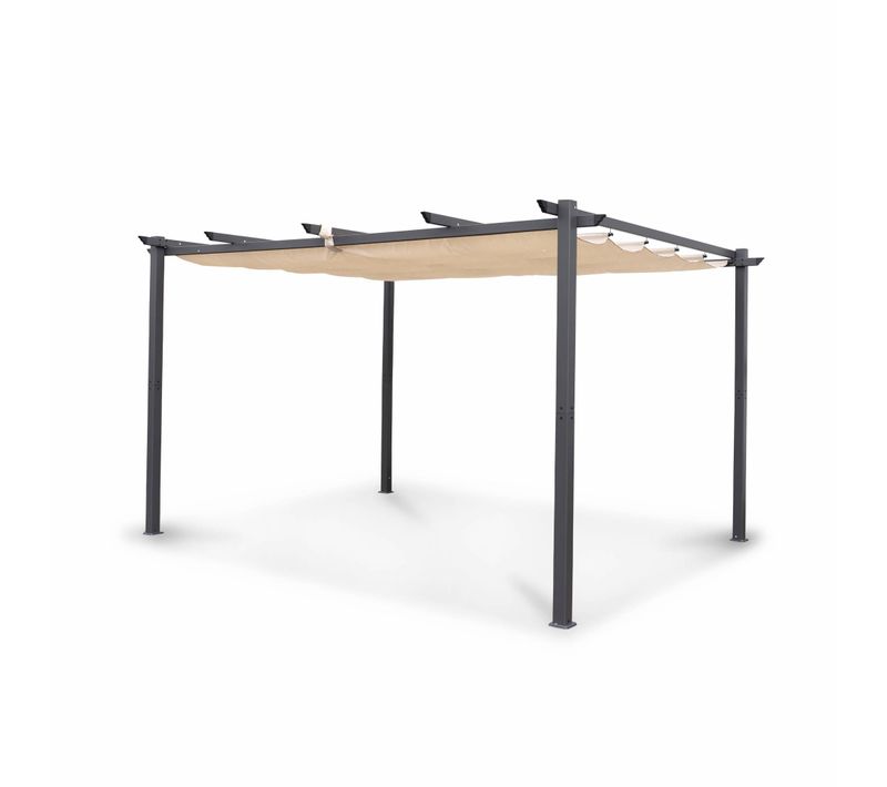 Pergola Aluminium - Isla 3x4m -  Toile Beige - Tonnelle Idéale Pour Votre Terrasse. Toit