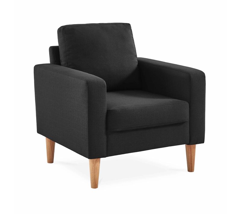 Fauteuil Scandinave En Tissu Gris Chiné Foncé - Bjorn - Canapé 1 Place Fixe Droit Pieds Bois