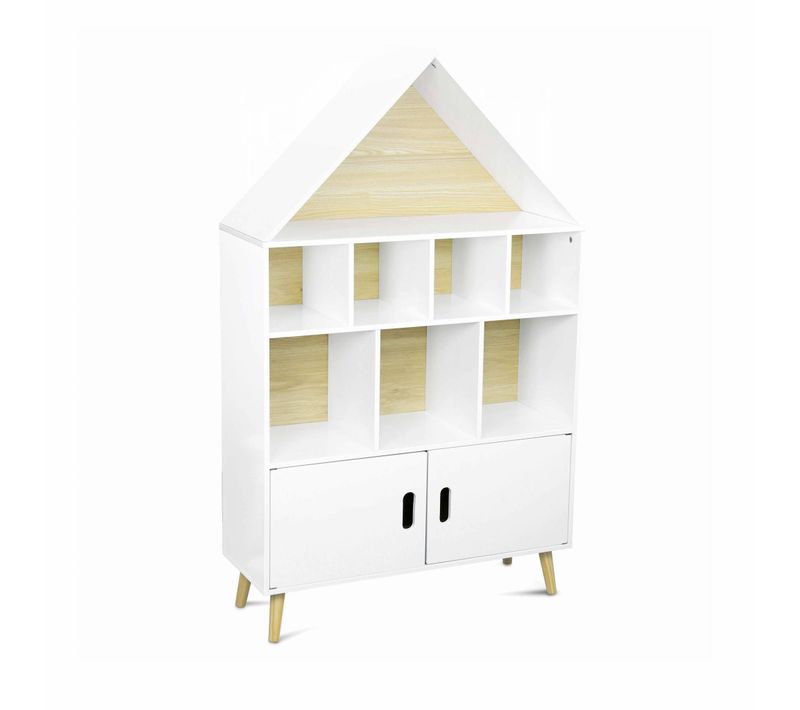 Etagère Bibliothèque Maison Pour Enfant - Tobias- Bois Massif En Pin Naturel Blanc - 3 Niveaux. 8
