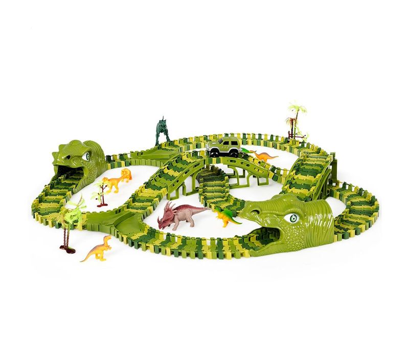Le Circuit Voiture Dinosaure 240 Pièces : Construis Ta Propre Course Préhistorique
