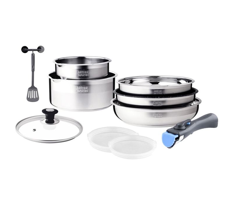 Am0025 : Batterie De Cuisine 10 Pièces Poêles Et Casseroles En Inox