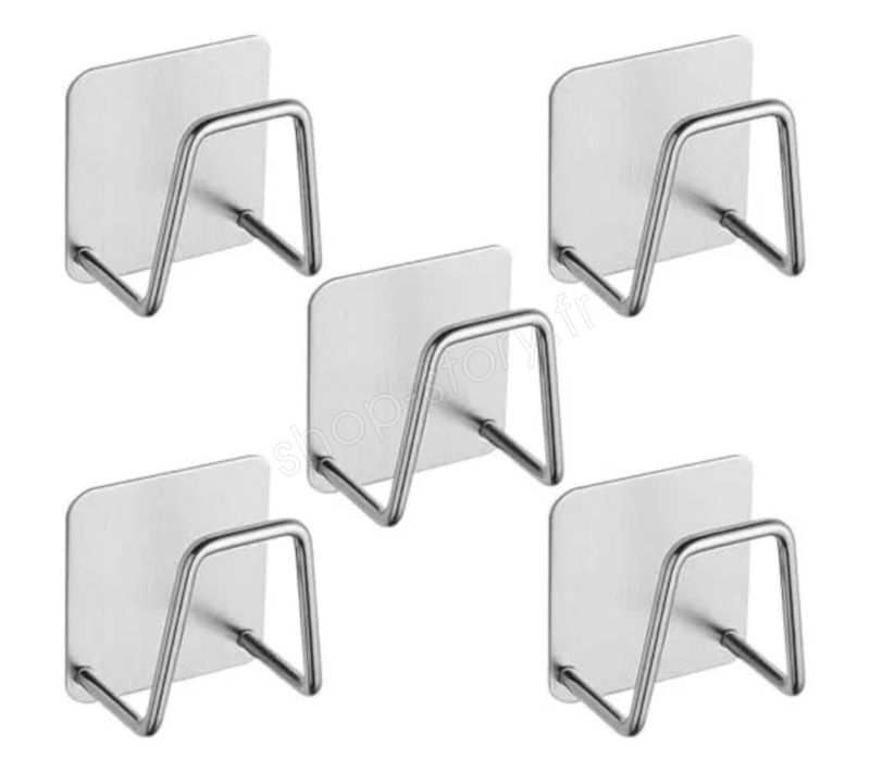 Eviclip : 5 Porte-eponge Universels En Acier Autocollants