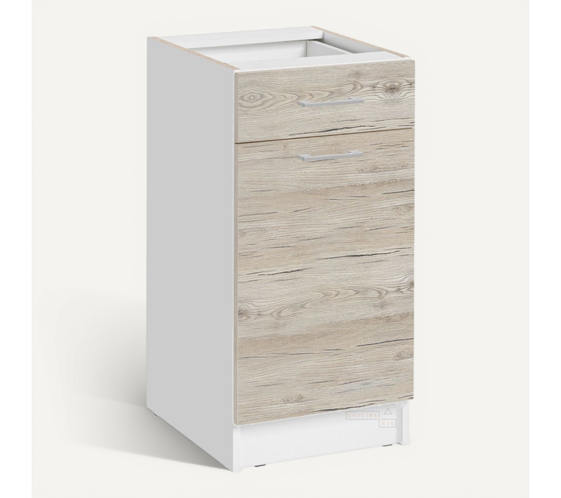 Meuble Bas De Cuisine Eco Noyer Blanchi 1 Porte 1 Tiroir L 40 Cm