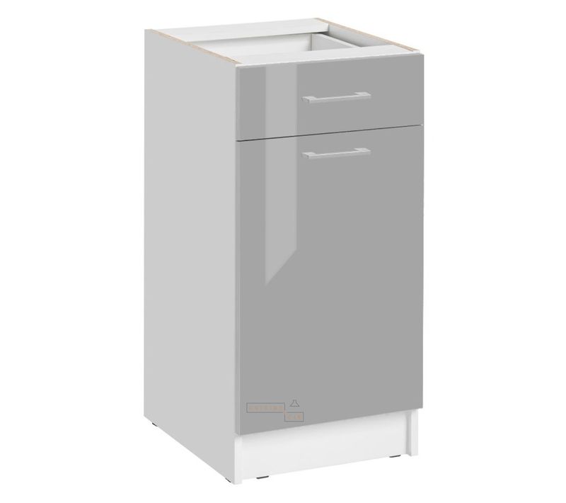 Meuble Bas De Cuisine Eco Gris Brillant 1 Porte 1 Tiroir L 40 Cm