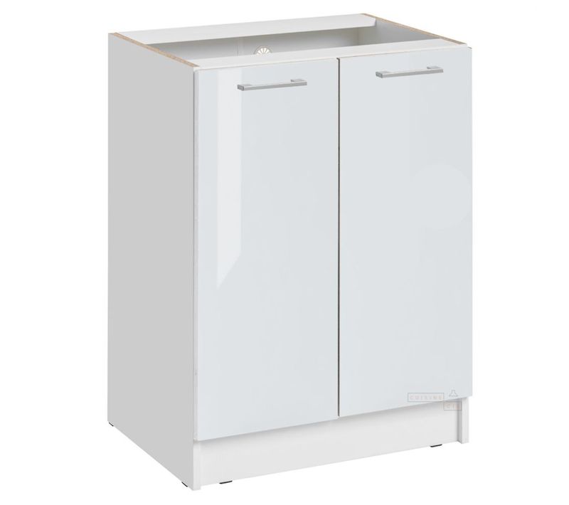 Meuble Bas De Cuisine Eco Blanc Brillant 2 Portes L 60 Cm