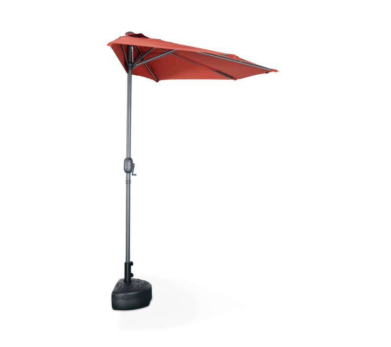 Parasol De Balcon D.250cm  – Calvi – Demi-parasol Droit. Mât Central En Aluminium Avec Manivelle