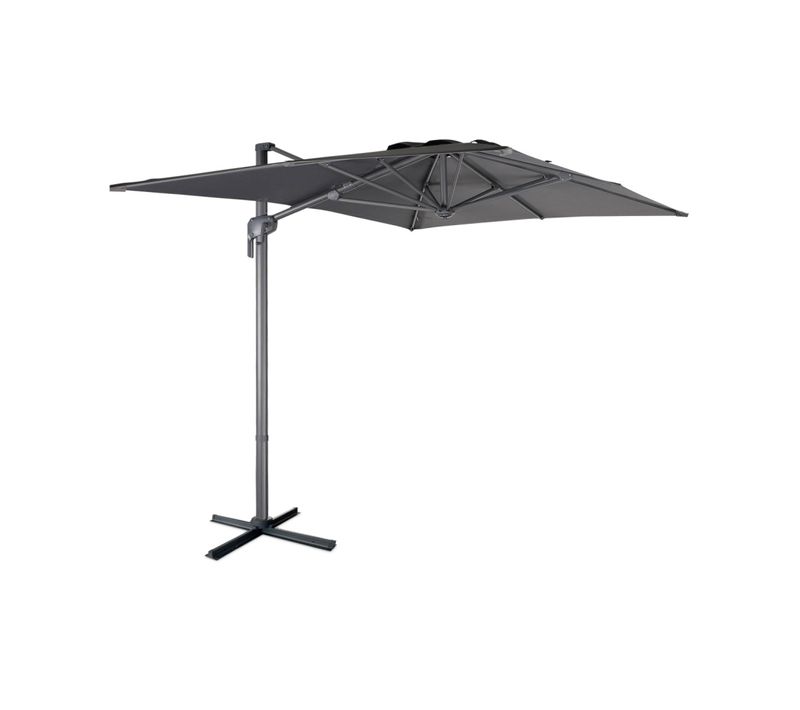 Parasol Déporté Rectangulaire 2x3m - Antibes - Gris - Parasol Excentré Inclinable. Rabattable