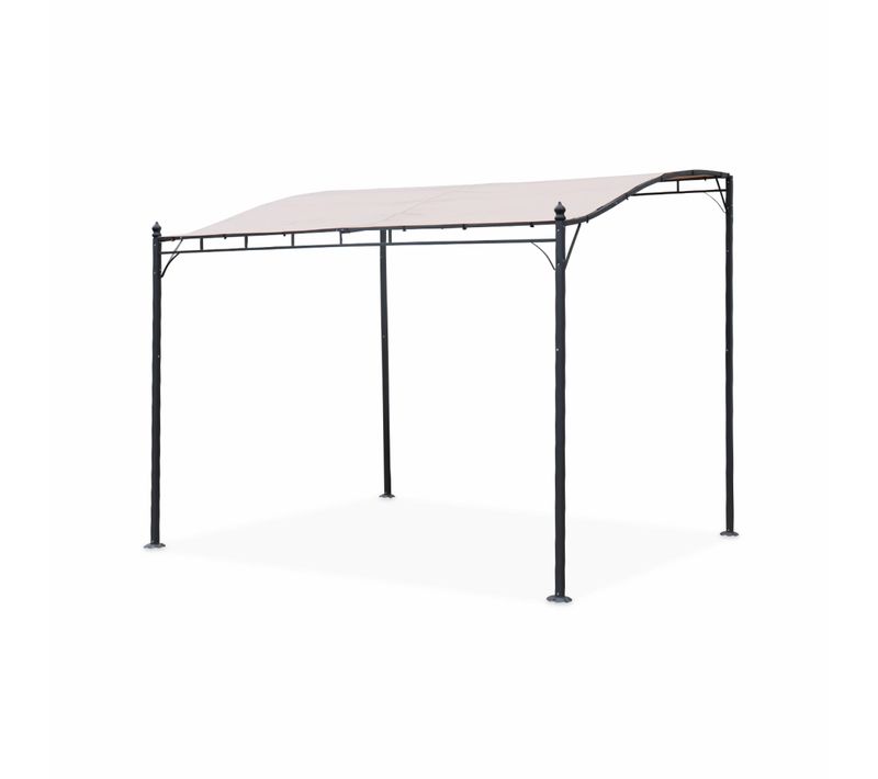 Pergola Adossée 3x2.5m - Brestum - Toile Beige - Pergola Murale
