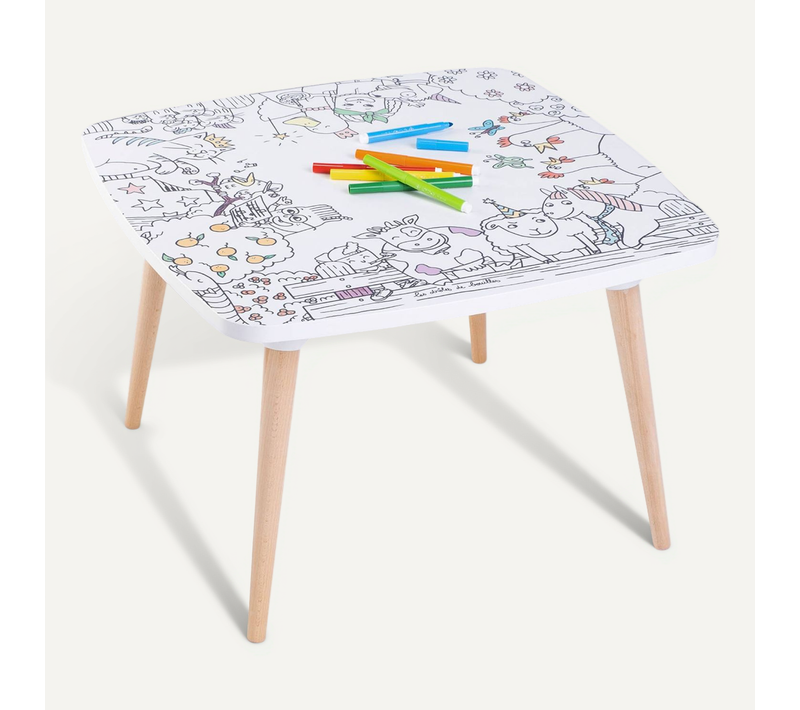 Table Enfant à Colorier La Ferme En Folie – Coloritable Les Drôles De Bouilles. Made In Europe.