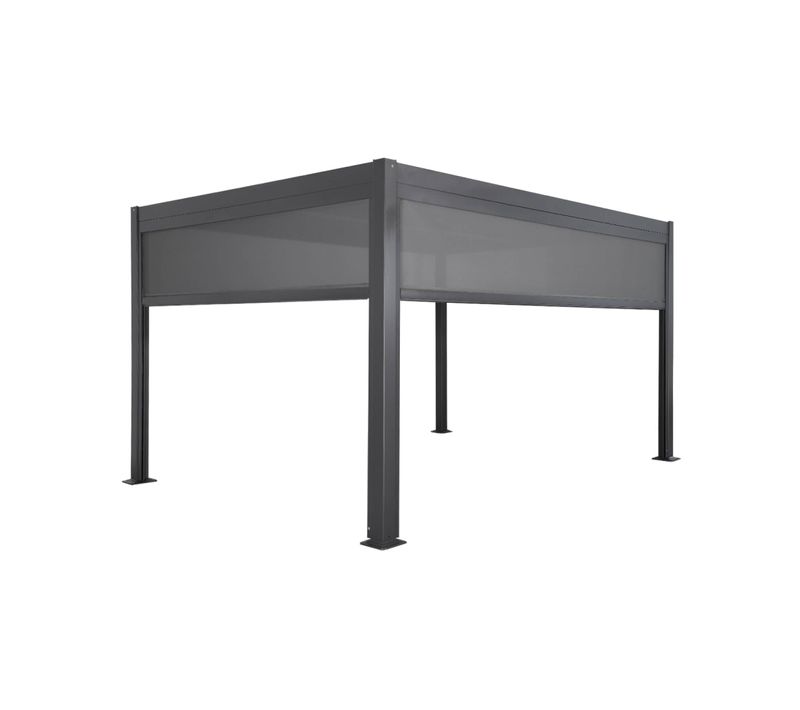 Pergola Bioclimatique Gris Anthracite 300 X 400cm. Aluminium à Lames Orientables + Store 300cm +