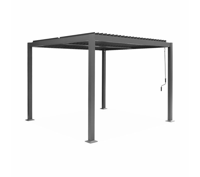 Pergola Bioclimatique Anthracite. Aluminium Et Acier. 3x3m. Lames Orientables