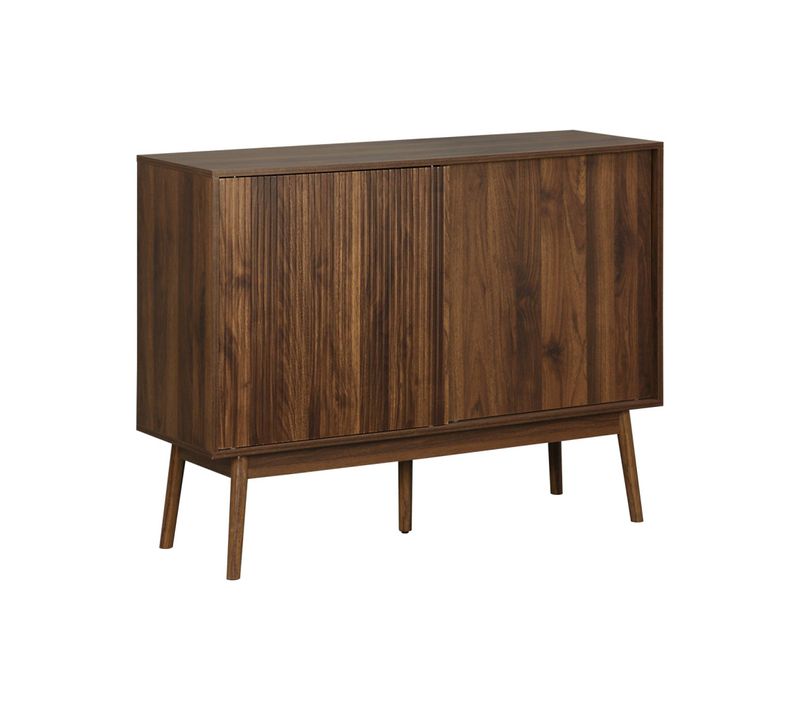 Buffet De Rangement Décor Bois De Noyer. 2 Portes Coulissantes. Buffet Haut. Vaisselier. L 115 X L