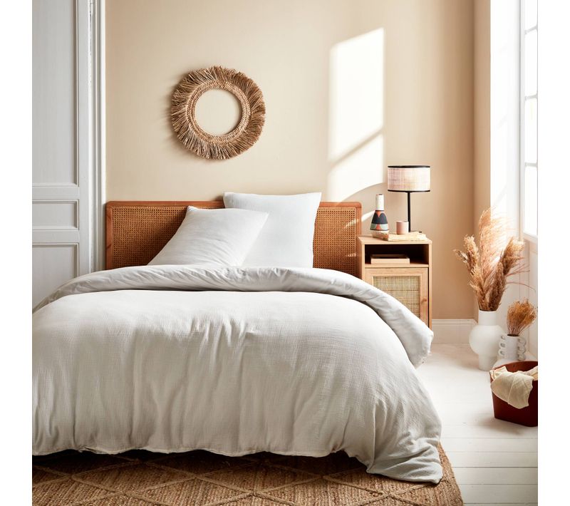 Parure De Lit Gaze De Coton/coton. 2 Places. 1 Housse De Couette + 2 Taies D'oreiller 260 X 240 Cm