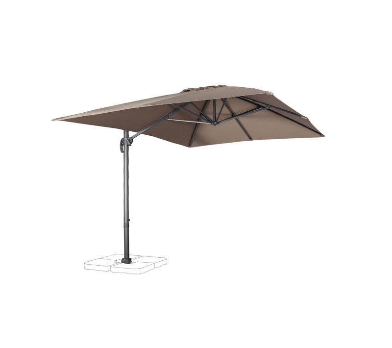 Parasol Déporté Rectangulaire 3x4m - Wimereux - Taupe- Parasol Excentré Inclinable