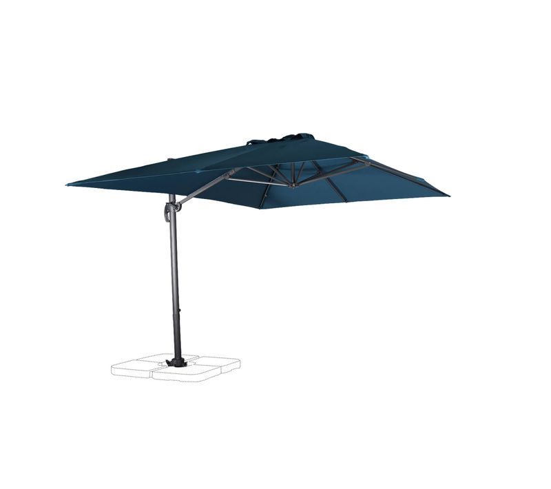 Parasol Déporté Rectangulaire 3x4 M - Wimereux - Bleu Canard- Parasol Excentré Inclinable