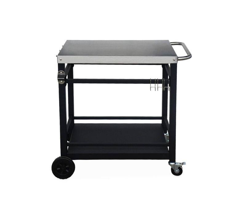 Desserte De Barbecue En Acier 88 Cm Avec Roues Et Poignée. Noir. L 88 X L 58 X H 82.8cm