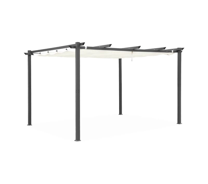 Pergola Aluminium - Isla 3x4m - Toile écru- Tonnelle Idéale Pour Votre Terrasse. Toit Rétractable.
