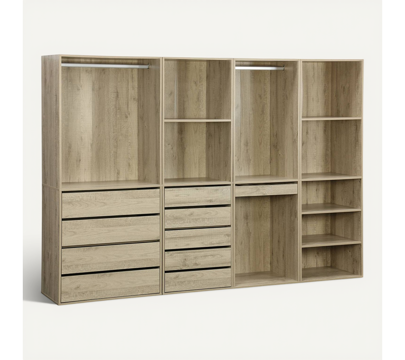 Kit Dressing Modulable Avec 4 éléments. Naturel. Panneaux Stratifiés