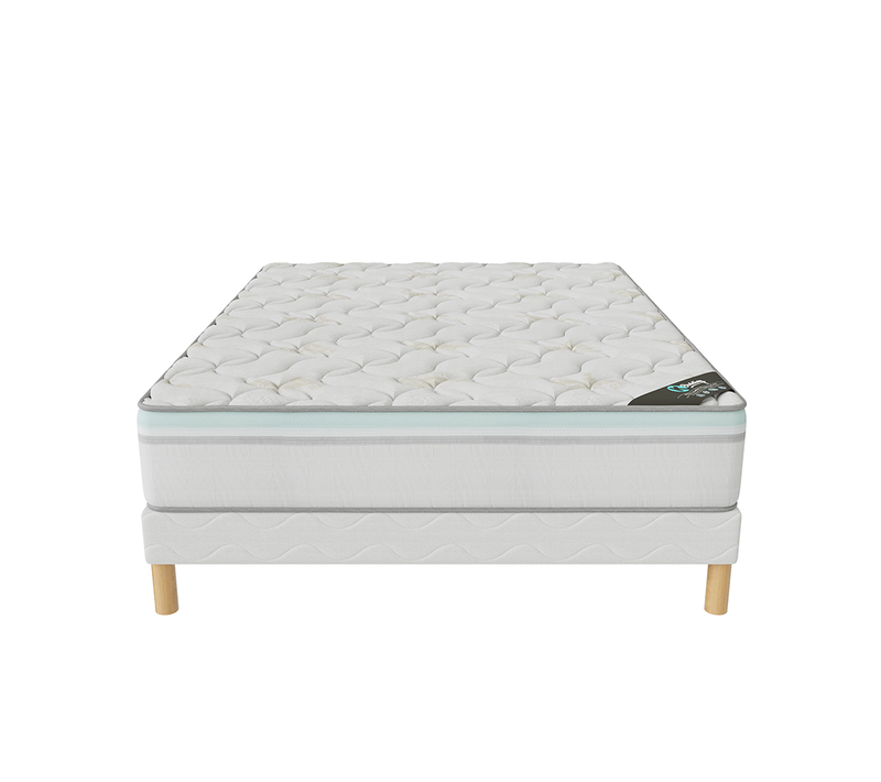 Ensemble Matelas Mousse Aloevera + Sommier 160x200 Hauteur 27cm