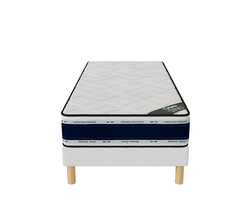 Ensemble Matelas Mousse Blue Memory + Sommier 90x200 Hauteur 22cm