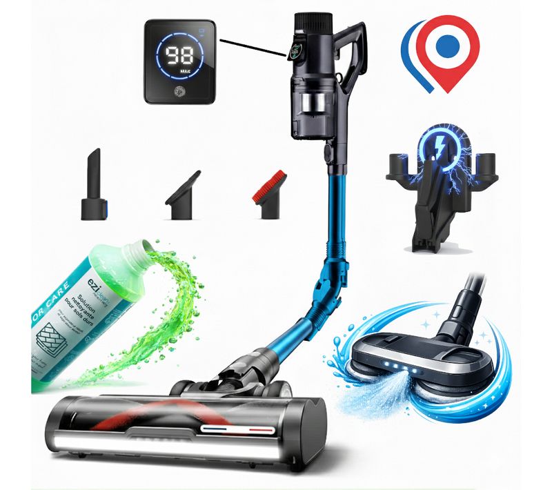 Aspirateur Balai Sans Fil Eziclean® Cycloboost Fr8 Wash Pro "fabriqué En France"