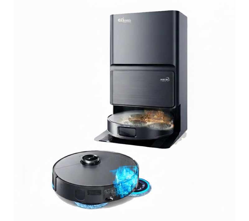Robot Aspirateur Laveur Lidar Ia Connecté Avec Base De Vidage Eziclean® Pureflow Ultra